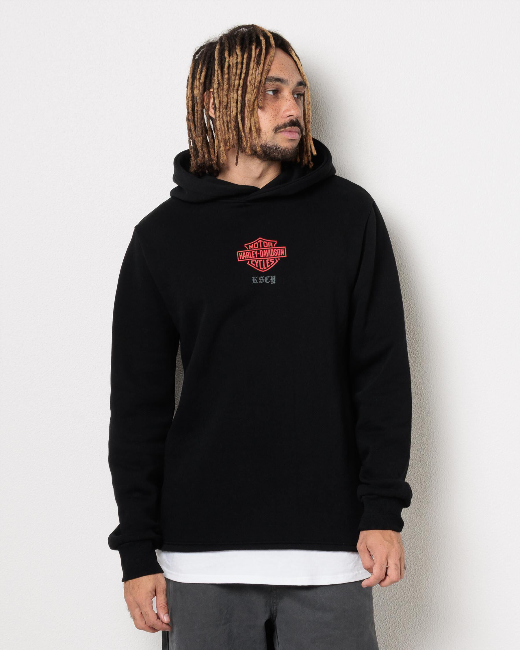 Kiss Chacey Harley-Davidson Powertrain Layered Hoodie In Jet Black