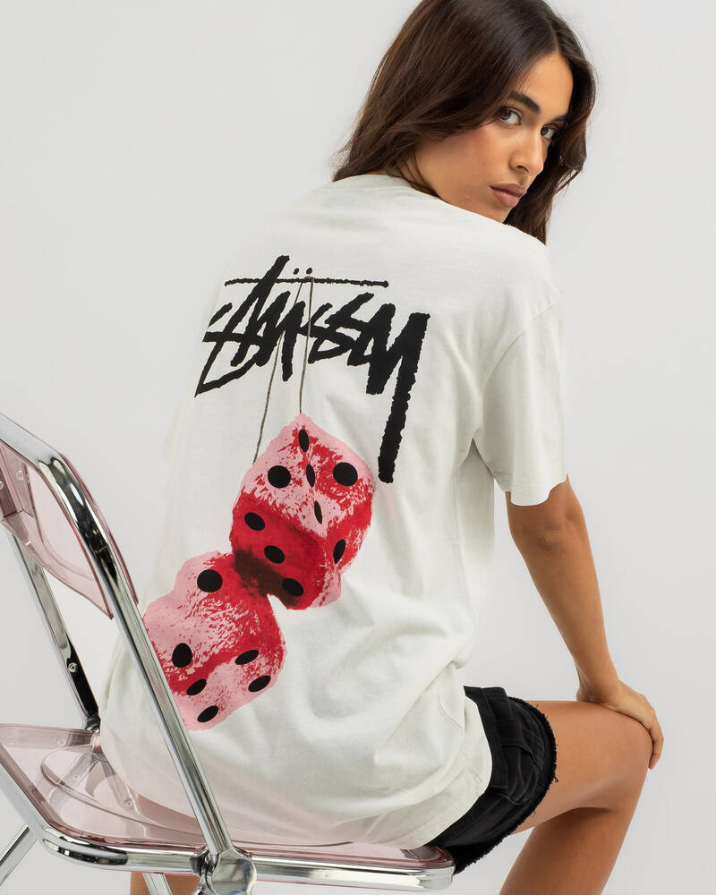 Stussy Fuzzy Dice Shor Sleeve T-Shirt for Womens