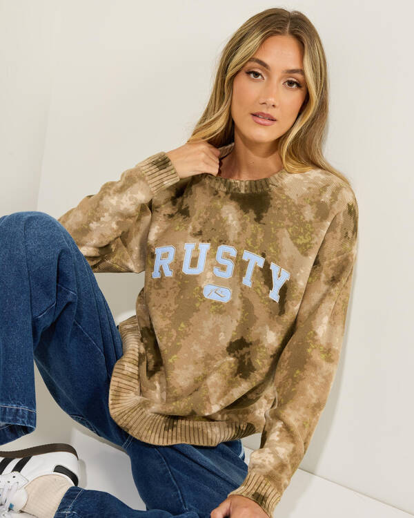 Rusty Camoozy Knitted Crew for Womens