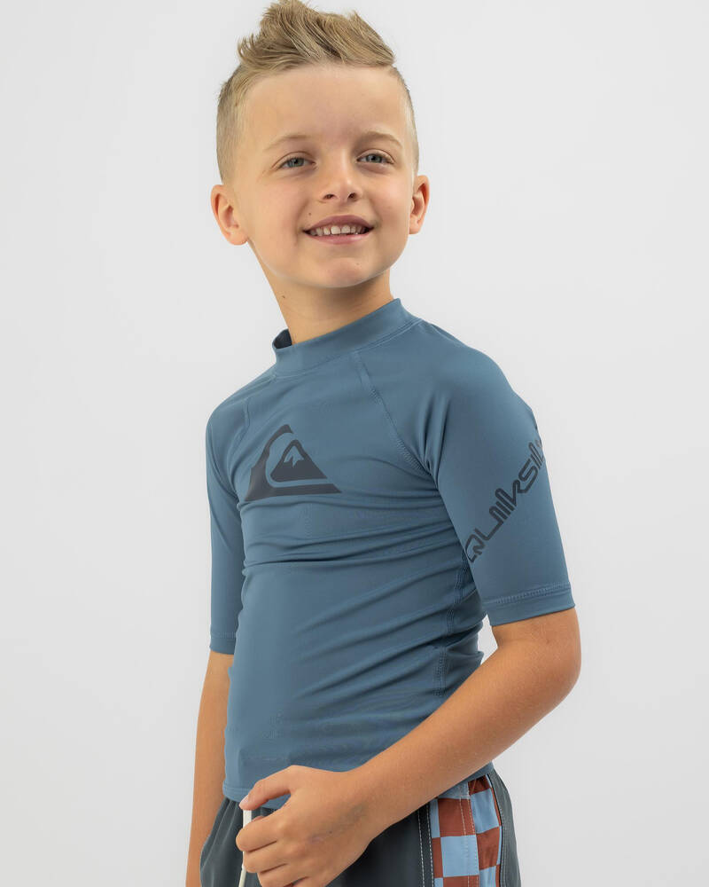 Shop Quiksilver Toddlers' All Time Short Sleeve Rash Vest In Aegean ...