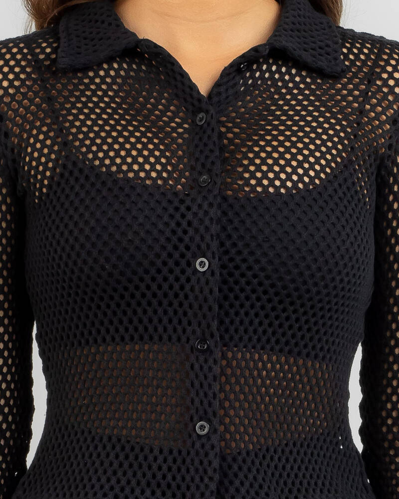 Ava And Ever Reece Crochet Long Sleeve Shirt for Womens