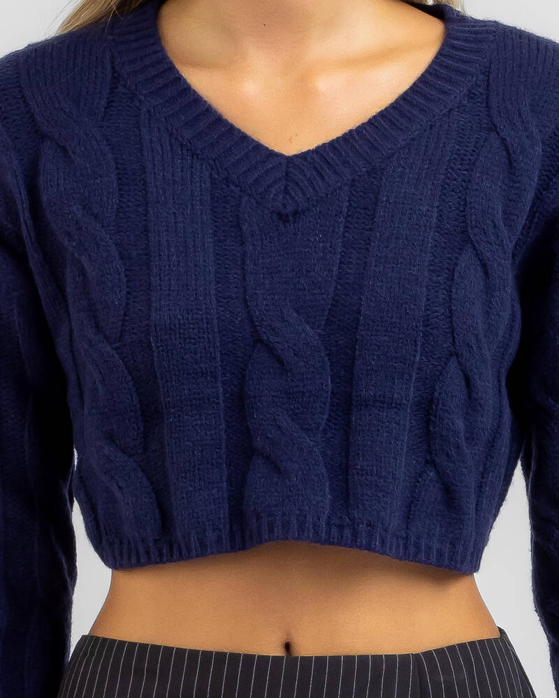Ava And Ever Library Date Crop Cable Knit Jumper for Womens