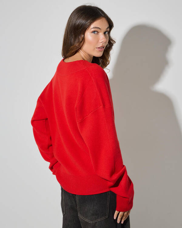 Du Soleil Poppy V Neck Knit for Womens