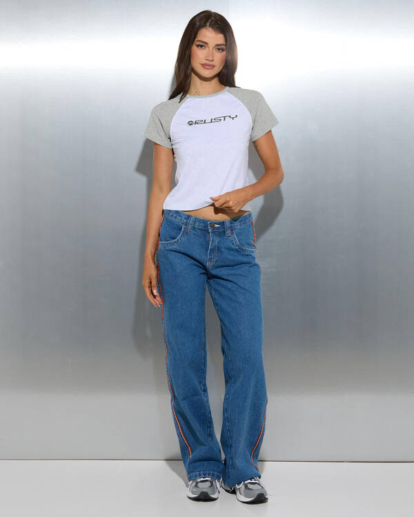 Rusty Archived Raglan Baby Tee for Womens