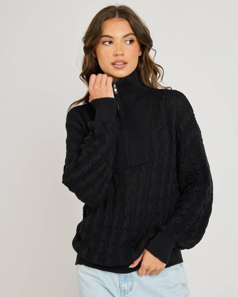Mooloola Judy Half Zip Collared Cable Knit Jumper for Womens