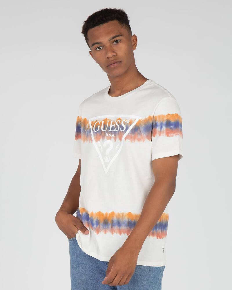 GUESS Jeans Logo Tie-Dye T-Shirt for Mens