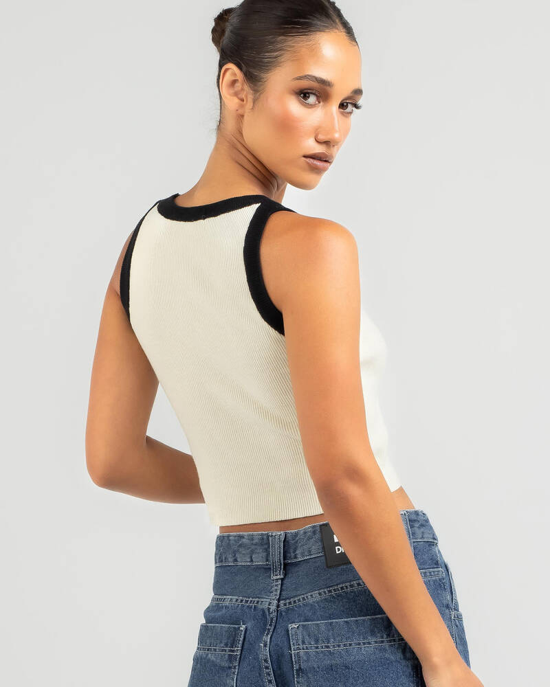 Red Berry Baseball Knit Tank Top for Womens