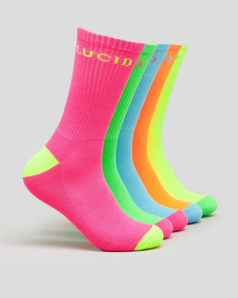 Lucid Fluro Crew Socks 5 Pack for Mens