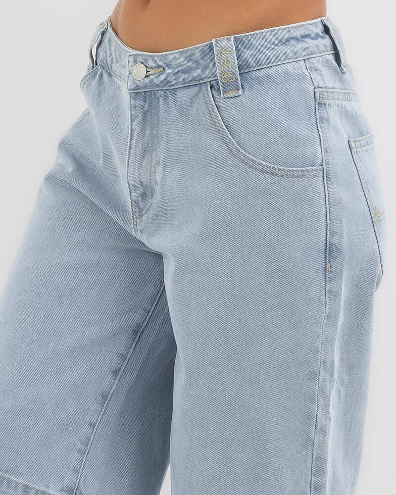 Rusty Low Rise Wide Leg Denim Jorts for Womens