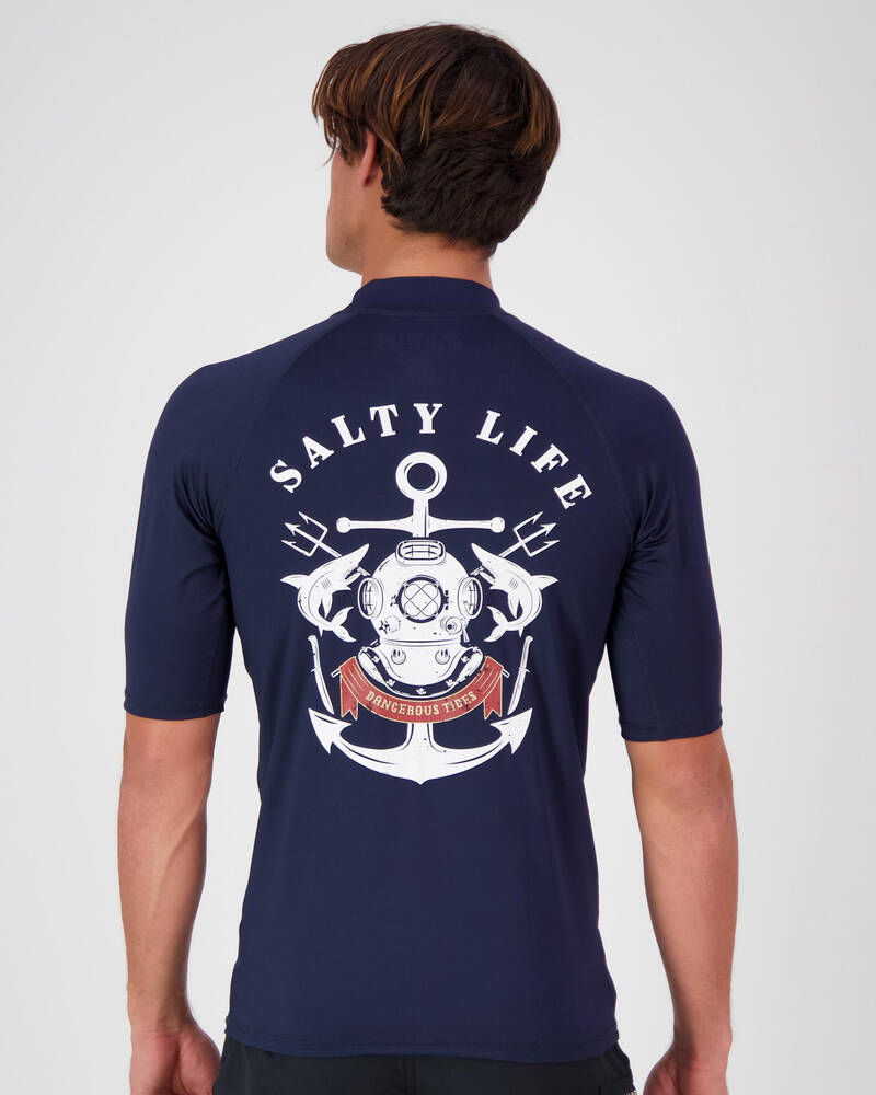 Salty Life Scuba Short Sleeve Rash Vest for Mens