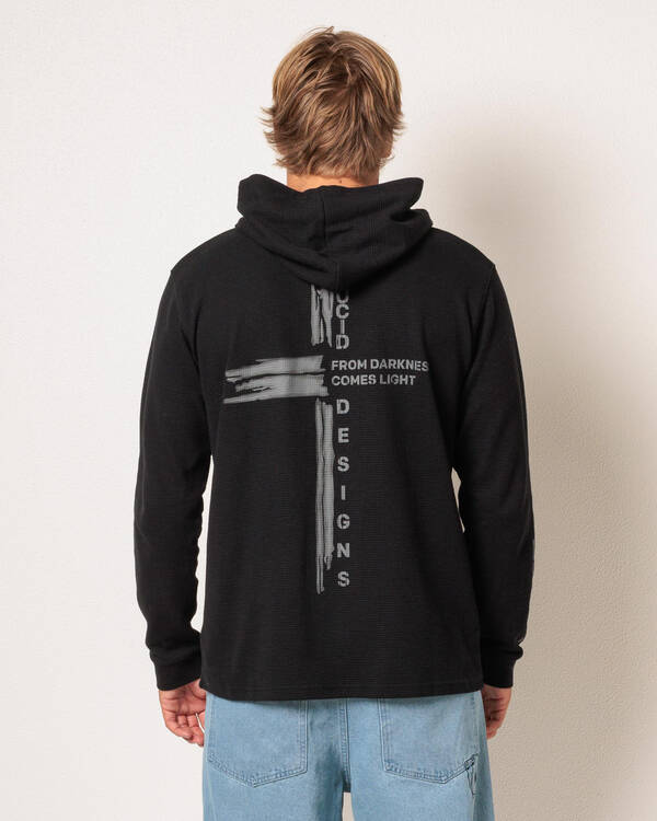 Lucid Divinity Waffle Hooded Long Sleeve T-Shirt for Mens