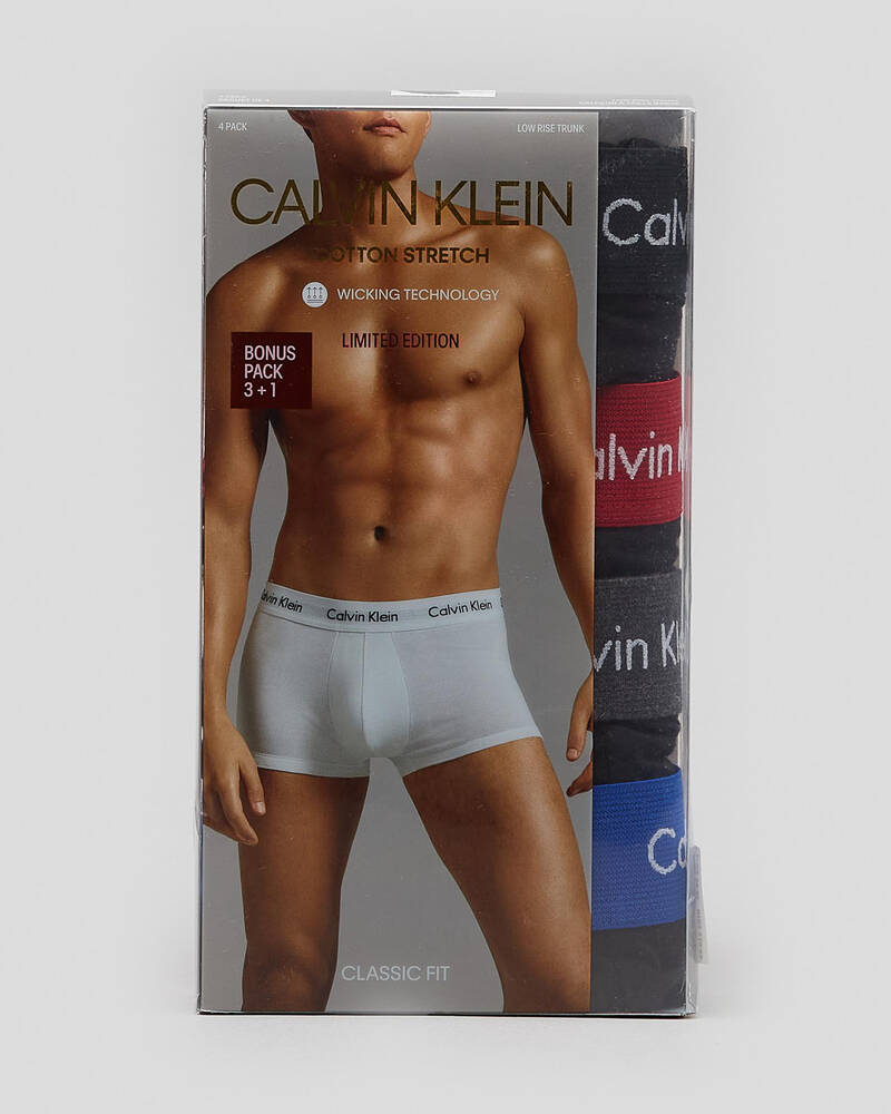 Calvin Klein Cotton Stretch Low Rise Trunks 4 Pack for Mens