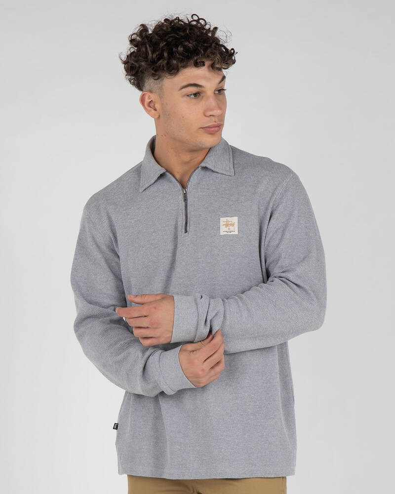 Stussy Workwear Waffle 1/4 Zip Polo Shirt for Mens