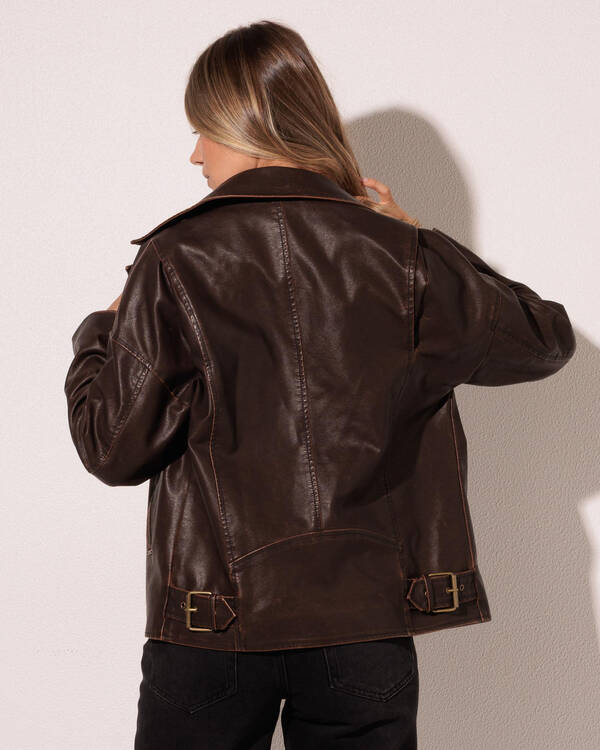 Ava And Ever Drifter Faux Leather Biker Jacket for Womens