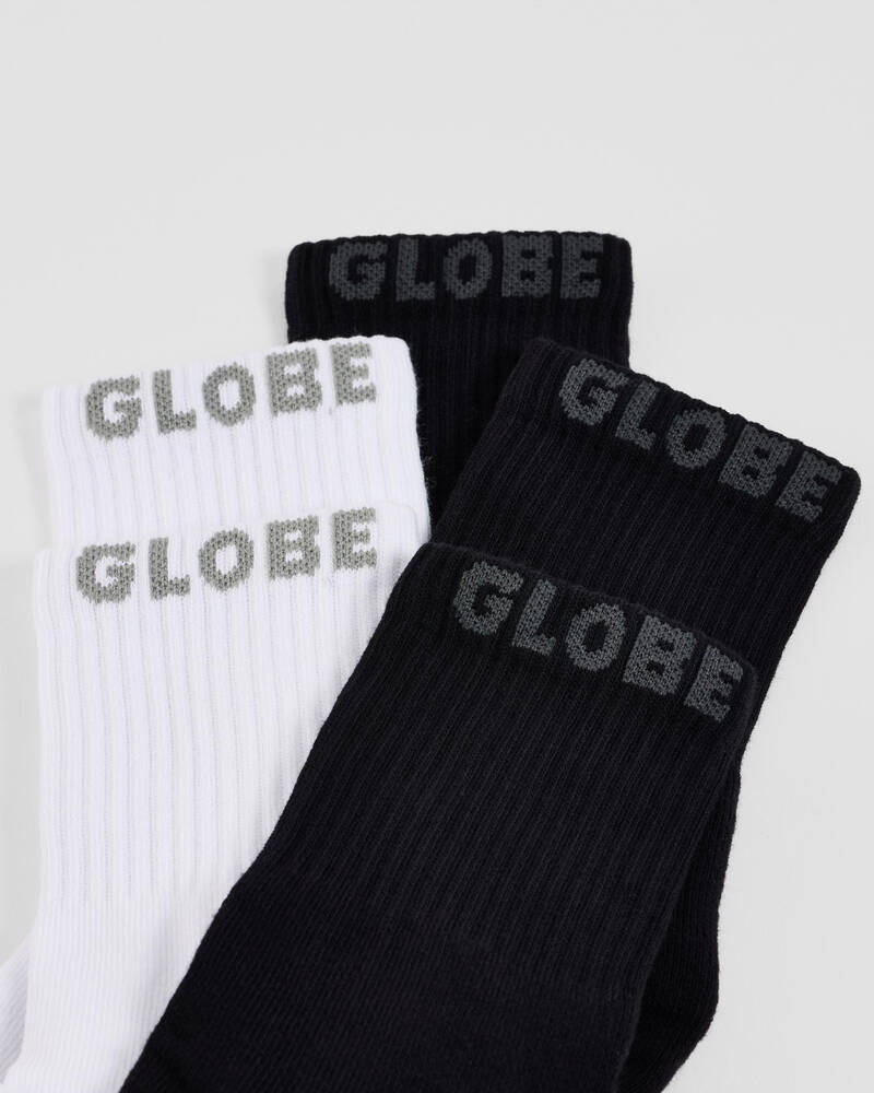 Globe Black and White Crew Socks 5 Pack for Mens
