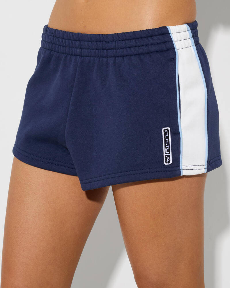 Rusty Retro Lines Mini Fleece Shorts for Womens