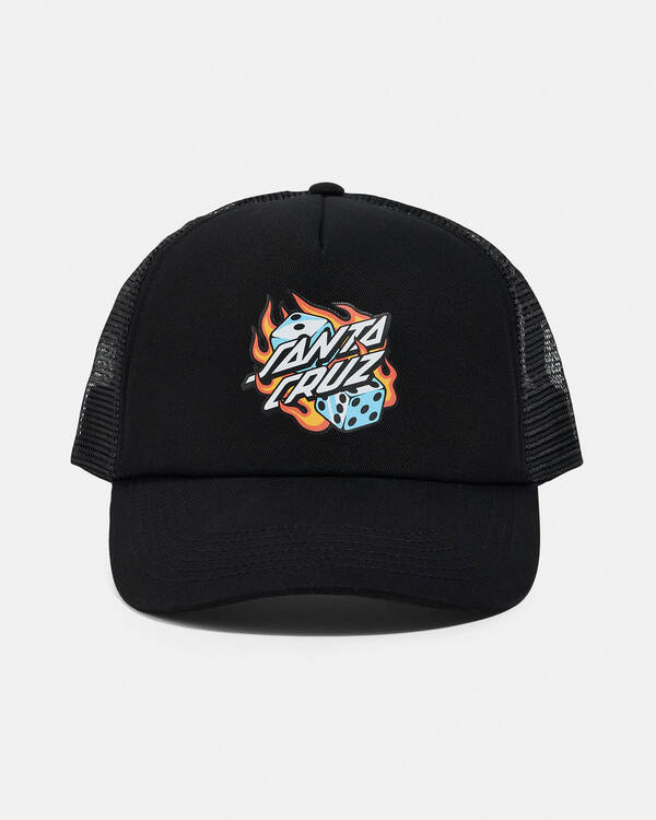 Santa Cruz Flaming Dice Trucker Cap for Unisex