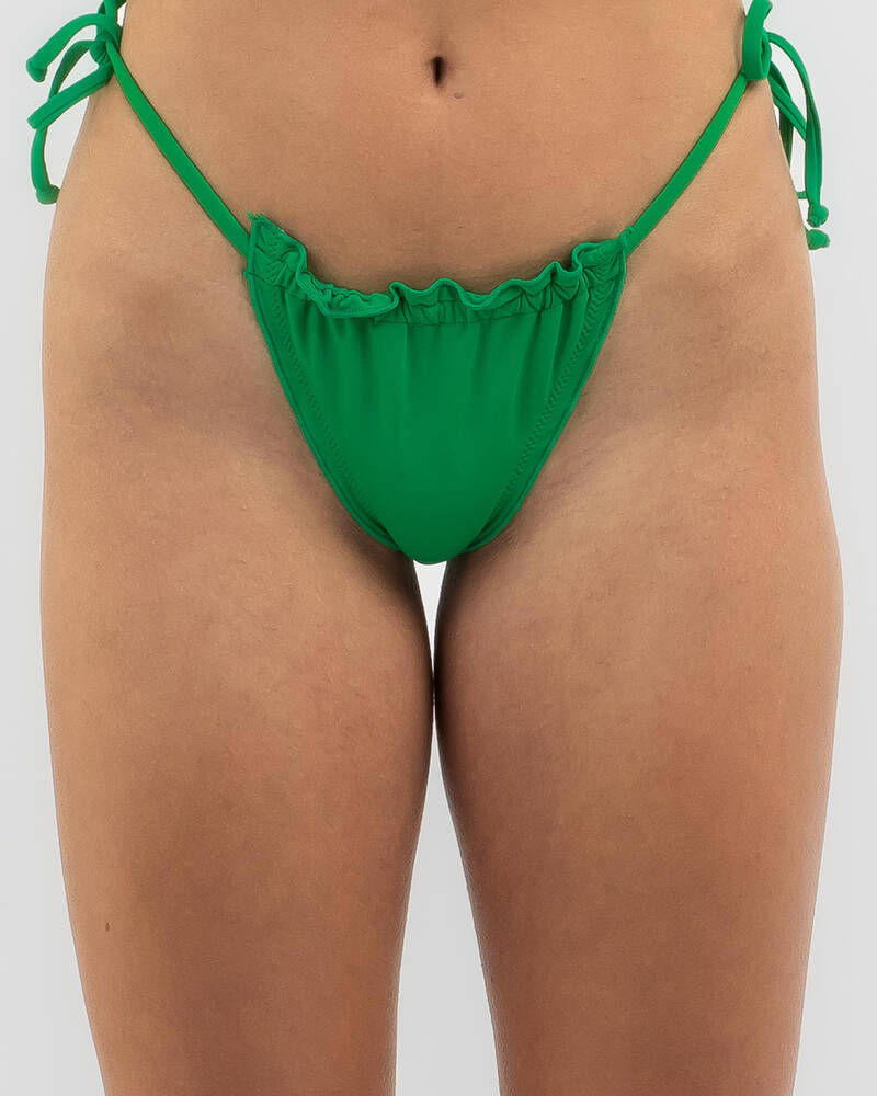 Kaiami Taylor Fluted Cheeky Tie Bikini Bottom for Womens