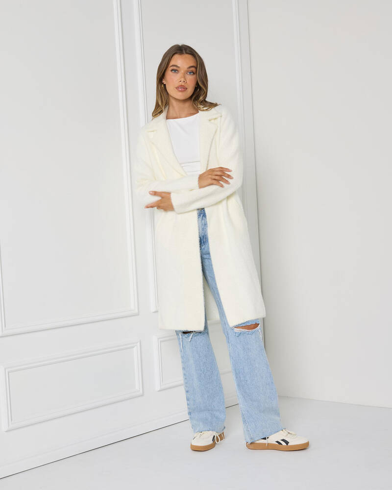 Shop Mooloola Holland Knit Coatigan In Alabaster - Fast Shipping & Easy