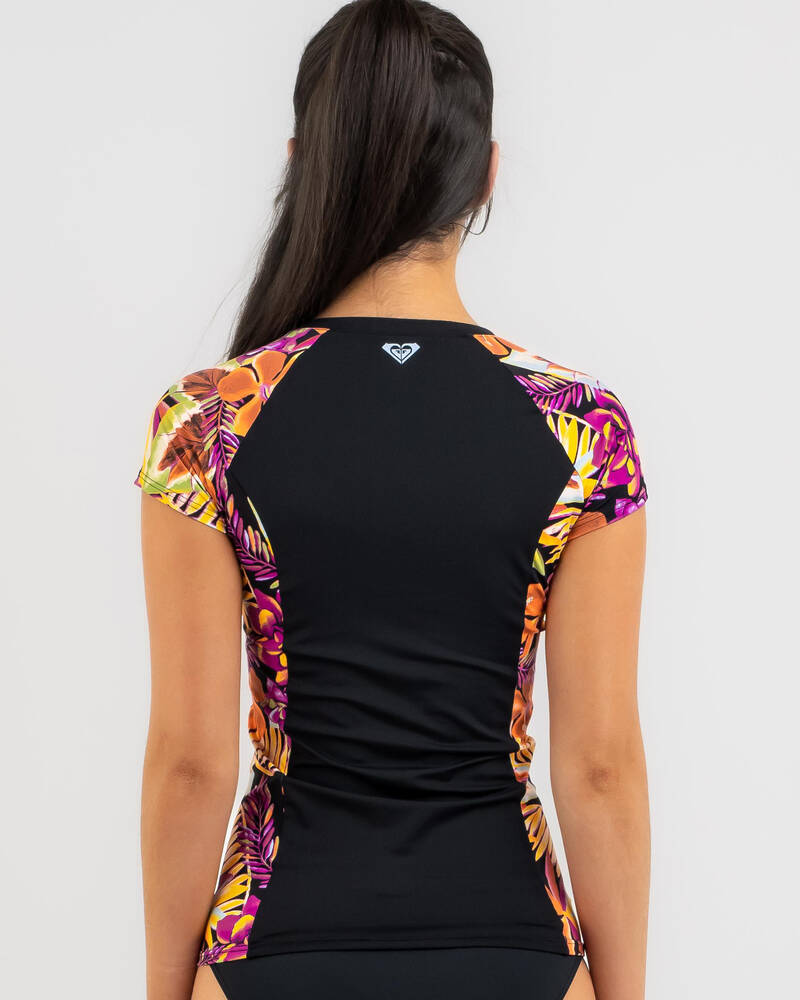 Roxy Lycra Half Zip Cap Sleeve Rash Vest for Womens