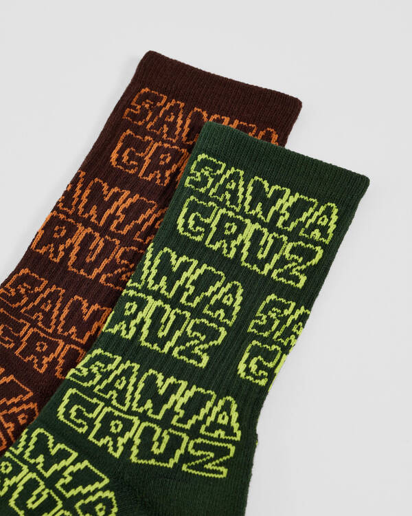 Santa Cruz Boys' Multi Cruz Stack Repeat Crew Socks 2 Pack for Unisex