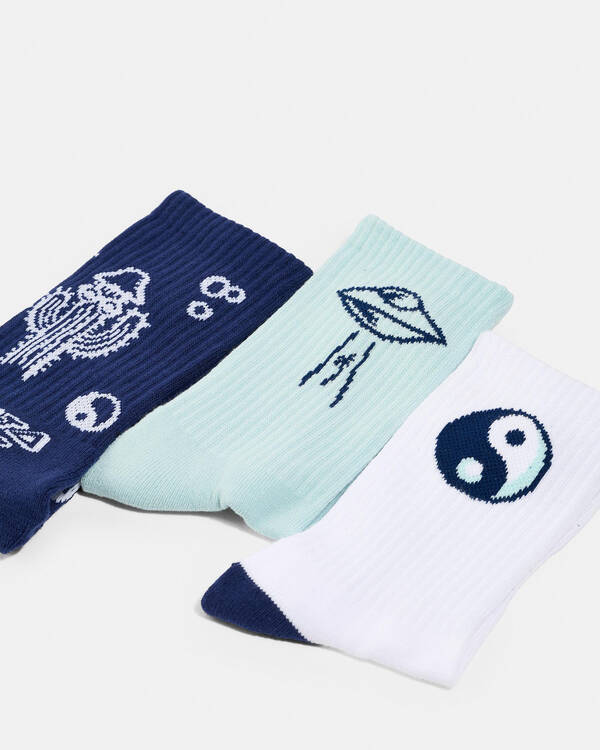 Santa Cruz Boys ' Tripper Deconstruct Crew Socks 3 Pack for Mens