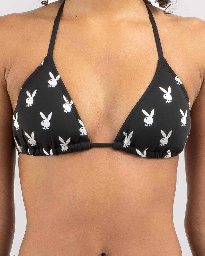 Playboy Bunny Metallic Sliding Triangle Bikini Top for Womens