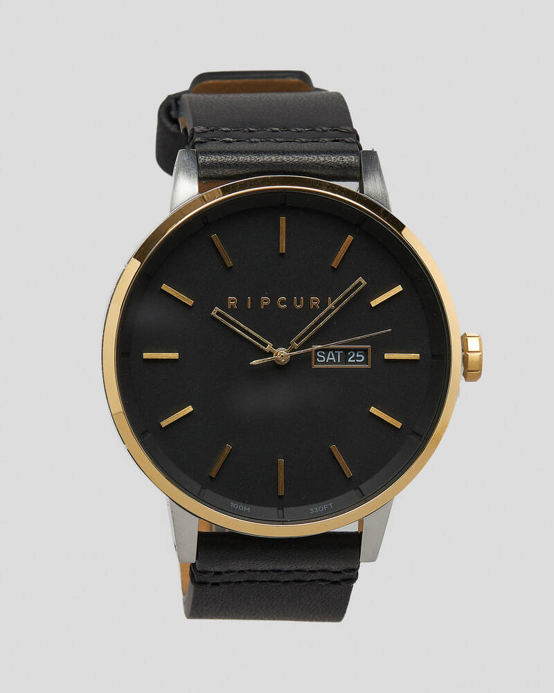 Rip Curl Detroit Black / Gold Leather Watch for Mens
