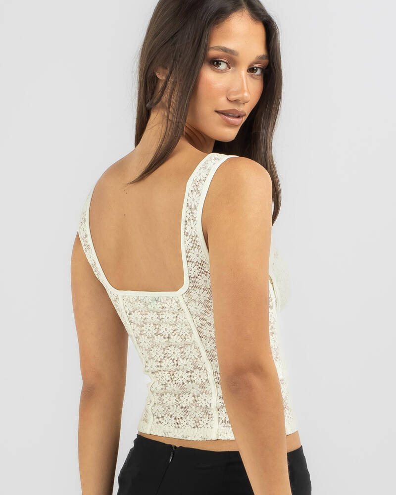 Mint Vanilla Daisy Lace Top for Womens