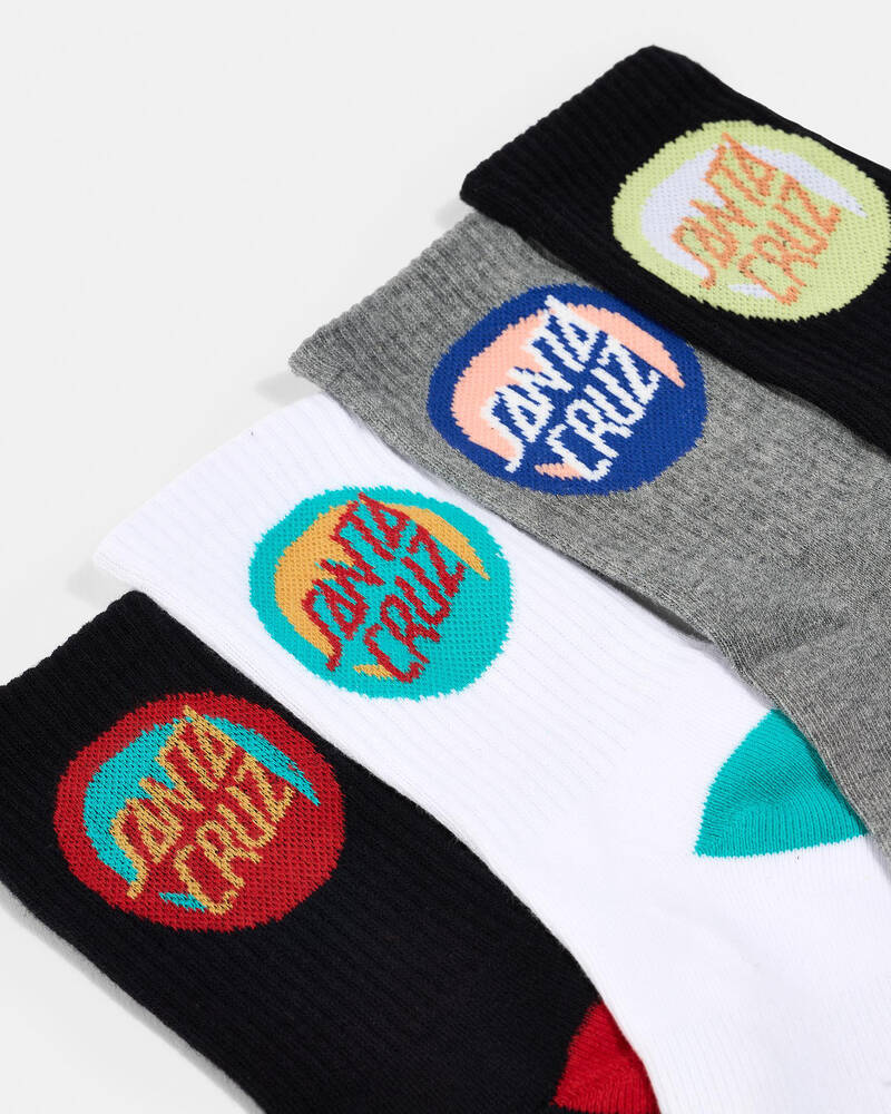Santa Cruz Boys' Bold Shadow Dot Crew Socks 4 Pack for Mens