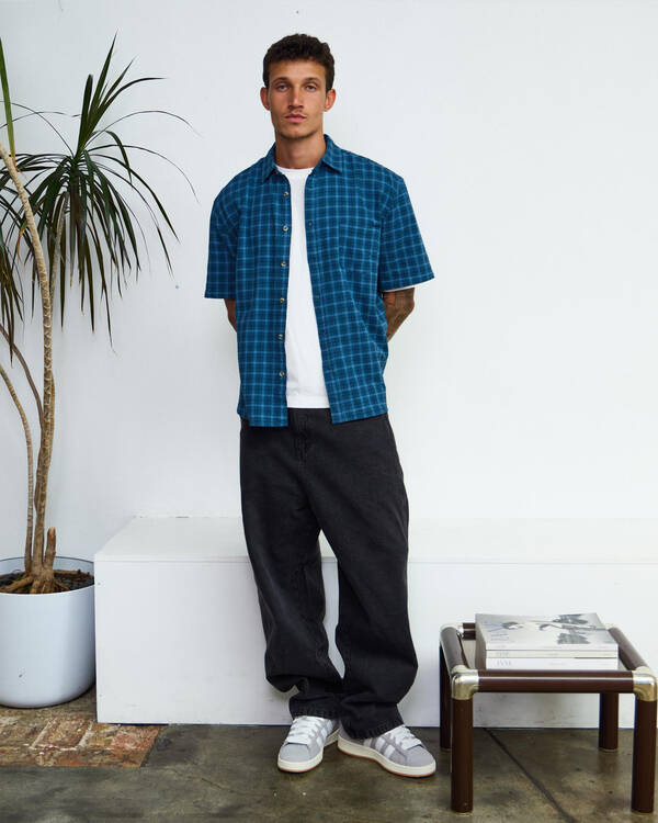 Lucid Gridline Short Sleeve Shirt for Mens