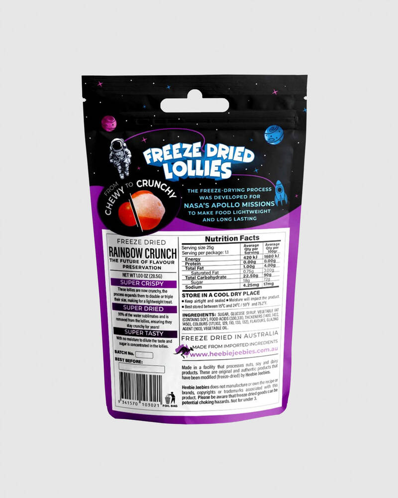 Heebie Jeebies Large Freeze Dried Rainbow Crunch Lollies for Unisex