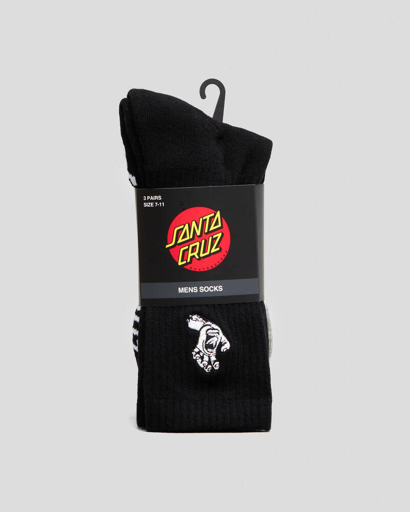 Santa Cruz Mono Hand Crew Socks 3 Pack for Mens