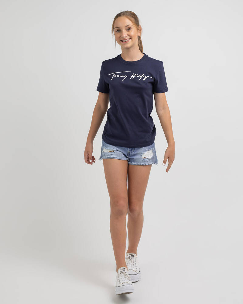 Tommy Hilfiger Girls' Logo T-Shirt for Womens