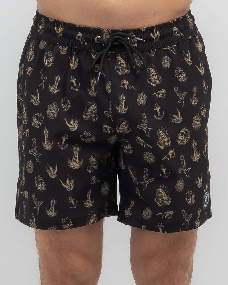 Salty Life Nautical Elastic Waist Shorts for Mens