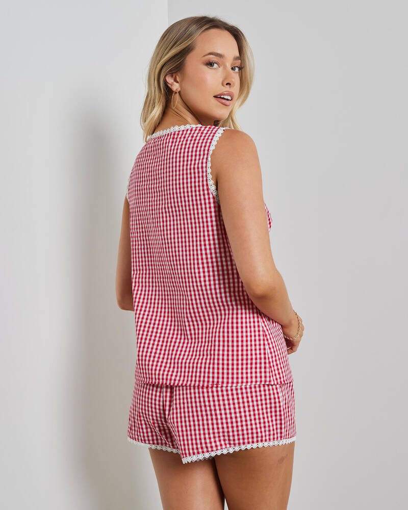 Morning Mist Allie Gingham Tie Top for Womens