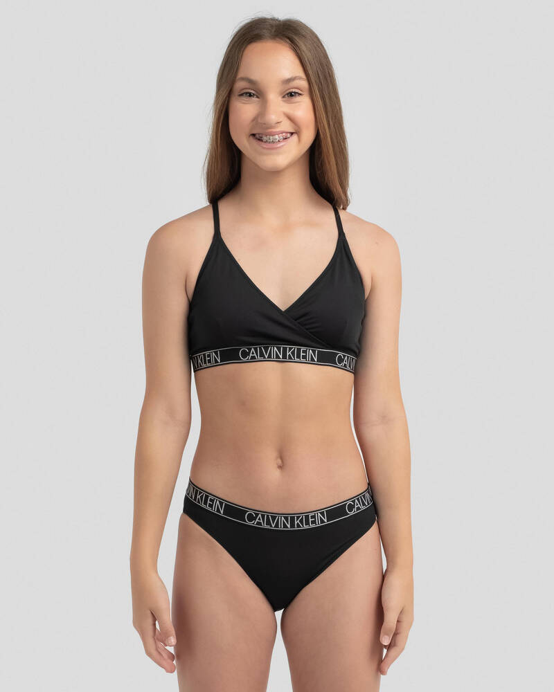 Calvin Klein Girls' Core Logo Tape Triangle Bikini Set for Womens