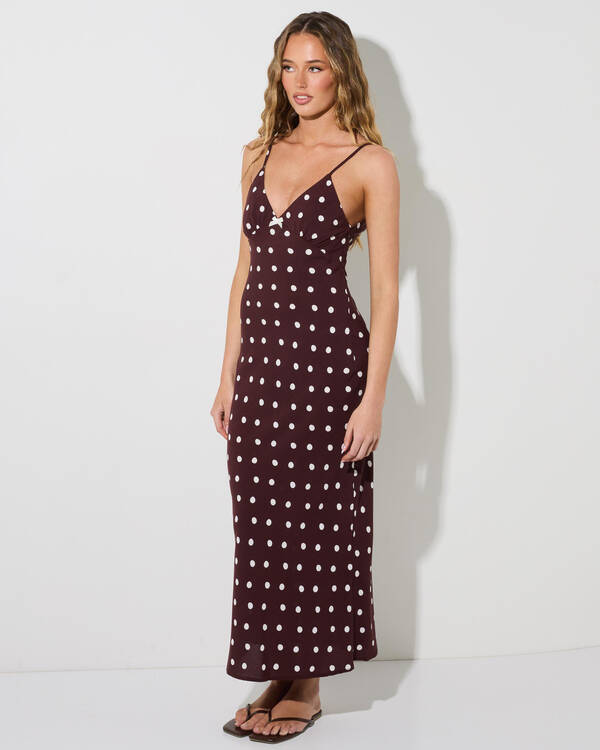 Rhythm Polka Dot Bias Midi Dress for Womens