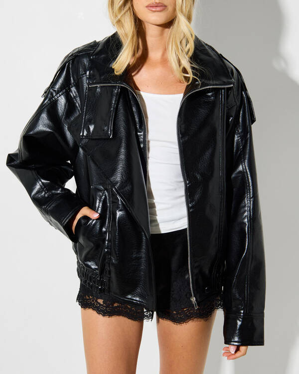 Du Soleil Leona Faux Leather Jacket for Womens