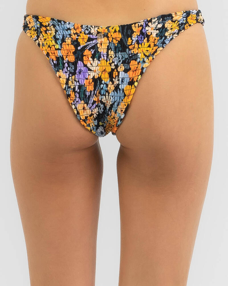 Rhythm Ophelia Floral Smocked Hi Cut Bikini Bottom for Womens