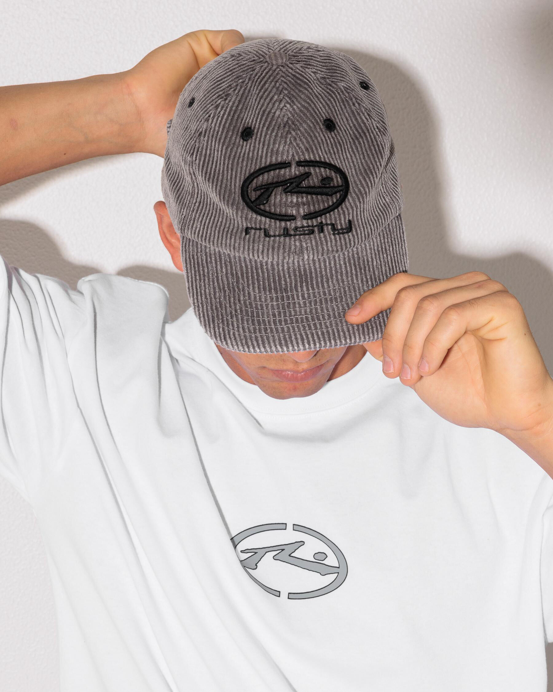 Rusty Placid Cord 6 Panel Cap In Black - FREE* Shipping & Easy
