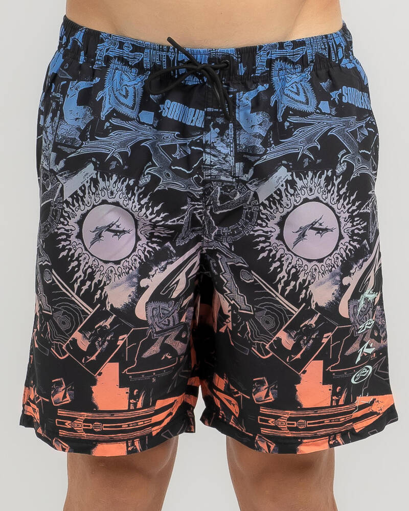 Rusty Paste Up Elastic Board Shorts for Mens