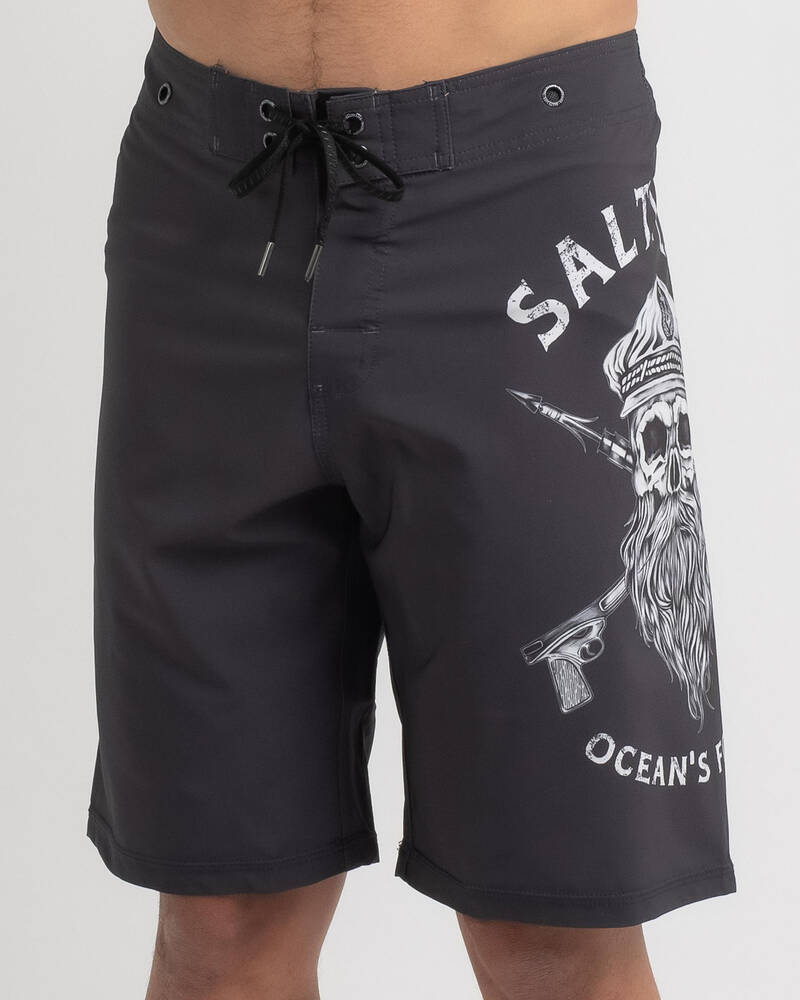 Salty Life Black Beard Board Shorts In Charcoal City Beach New Zealand