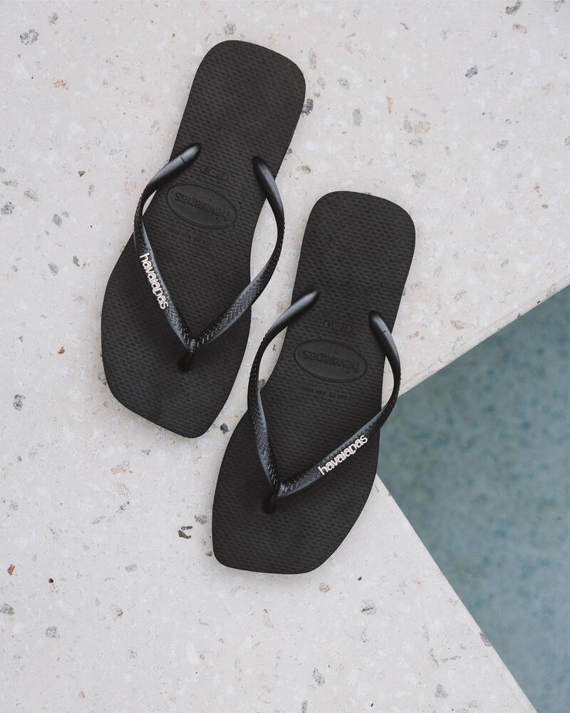 Havaianas Slim Square Metal Logo Thongs for Womens