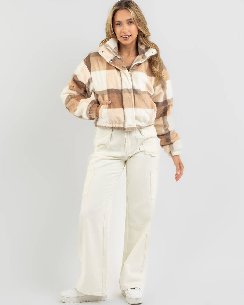 Shop Ava And Ever Harry Faux Fur Jacket In Cream/camel - Fast Shipping ...