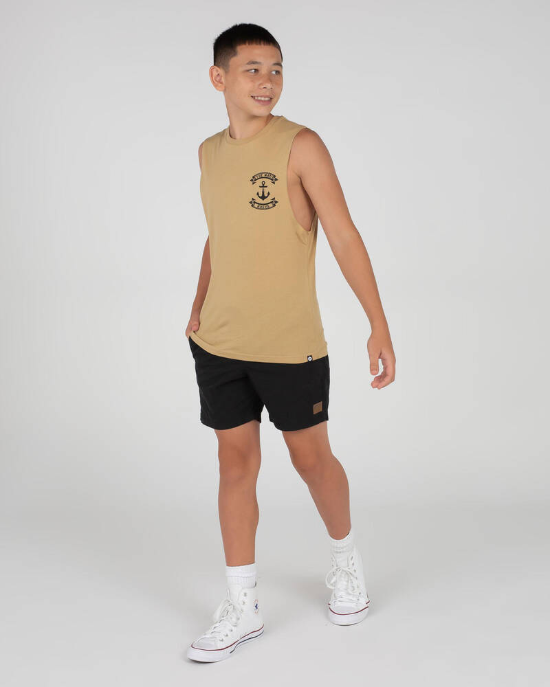 The Mad Hueys Boys' Retro Anchor Muscle Tank for Mens