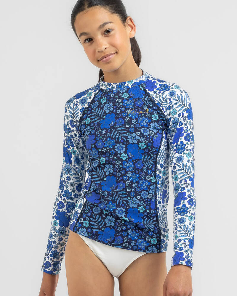 Shop Kaiami Girls' Mary Jane Long Sleeve Rash Vest In Blue - Fast ...