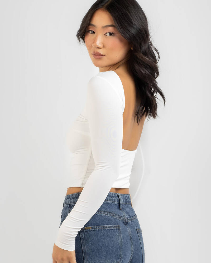 Luvalot Emily Scoop Back Long Sleeve Top for Womens