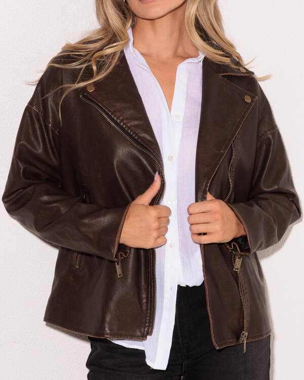 Ava And Ever Drifter Faux Leather Biker Jacket for Womens