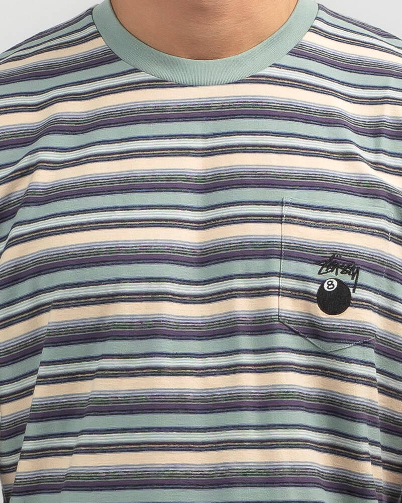 Stussy Reverse 8 Ball Stripe T-Shirt for Mens